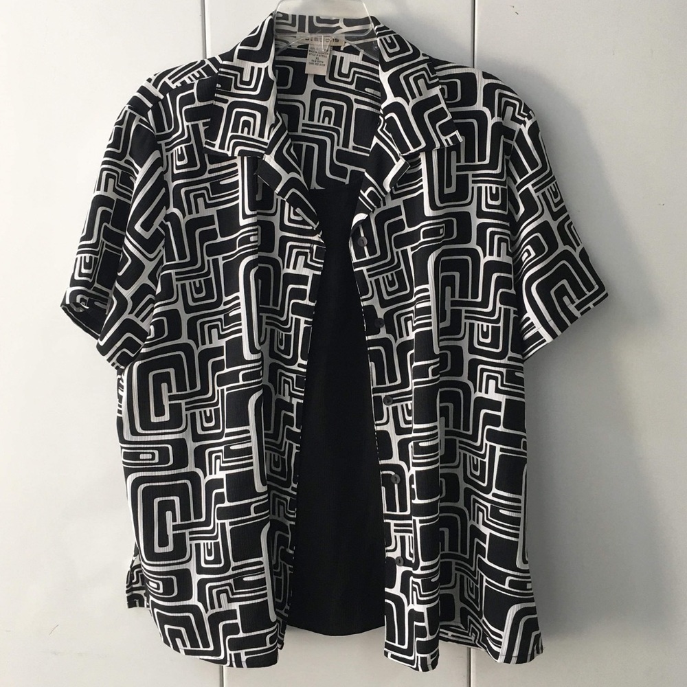 NWOT Notations Button Down Blouse with Black Tank Blouse